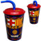 alles-meine.de GmbH Trinkbecher/Trinkhalmbecher - Fußball - FC Barcelona - FCB - inkl. Name - mit Strohhalm & Deckel - BPA frei - 430 ml - Kunststoff Plastik - Trinklerntasse /..
