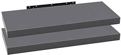 WOLTU 2X Wandregal Wandboard Bücherregal Regale für Deko Wandablagen aus MDF Holz, 2er Set Hängeregal Dunkelgrau, 120x23x3,8cm RG9315dgr-2
