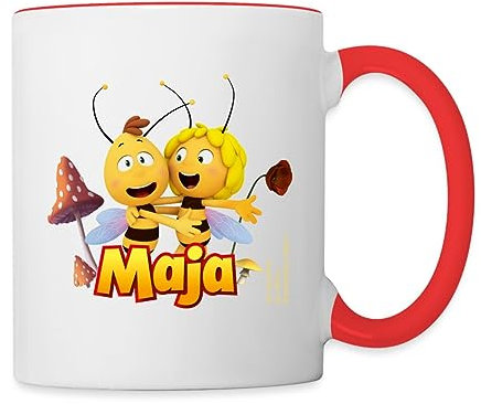 Spreadshirt Biene Maja Freundschaft Mit Willi Tasse Zweifarbig, One size, Weiß/Rot