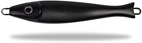 Rhino Premium Big Head Pilker Angelköder für das Meeres-Angeln Kunstköder für große Tiefen in Norwegen in klassicher Form, scharfe und stabile Drillings-Angelhaken, schwarz, 200 g