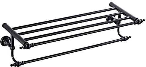 WYRKYP Handtuchständer, Retro Black Messing Handtuchständer, Doppelt Einfacher Küchenhandtuchständer, Handtuchständer, Installationszubehör Inklusive