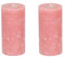 Stumpenkerzen Rustic 2er Set - Stumpenkerze, Blockkerze, Kerze, Adventskranz, Advent - Kein Ruß - Brenndauer: 120 Std. - viele Farben - 10x20 cm (Rosa)