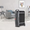 NRG 800W Mini Oil Filled Radiator 6 Fins Portable Electric Heater Adjustable Thermostat Black