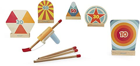 Janod - Schießstand - 4 Pfeile und 5 Zielscheiben Inklusive - Outdoor-Spiel - Geschicklichkeit und Motorik - FSC-zertifiziert - ab 5 Jahre, J03173