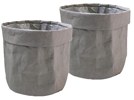 Spetebo Papier Blumentopf 32 x 30 cm - Taupe / 2er Set - Kraftpapier Übertopf - Deko Blumen Pflanzen Tasche Beutel Tüte Topf faltbar