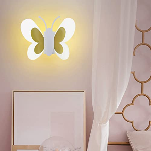SHZICMY LED Wandleuchte, Kinderzimmer Schmetterling Wandlampe,Wandbeleuchtung Dimmbar Innen Cartoon Wandspot, Junge Mädchen Raumlampe Schlafzimmer Nachttischlampe