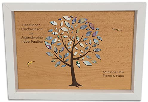 Namofactur Jugendweihe Geldgeschenk I Geschenk mit Personalisierung I mit Wunsch Gravur I Geld I Holz Rahmen mit Text I Geschenkidee, Einheitsgröße