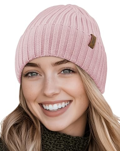 Outdoor Shaping Warme Merino Wollmütze Ribbed, Winter Strickmütze Herren Damen, Atmungsaktive Beanie 100% Wolle für Outdoor Laufen Skifahren