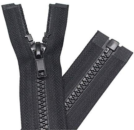 YaHoGa 2 Stück 63 cm Reißverschluss Kunststoff 5mm teilbar Reissverschluss Reißverschluss für Jacken Schwarz (63 cm)