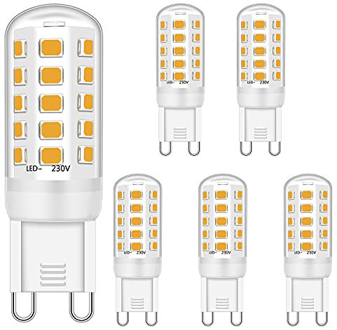 Ugvmn G9 LED leuchtmittel 3W Entspricht 28W 33W 40W Halogenbirnen, G9 LED Lampen Warmweiß 3000K, G9 Glühbirne, G9 Fassung LED Lampen, Kein Flackern, Nicht dimmbar, 400lm, AC 220-240V,5er Pack