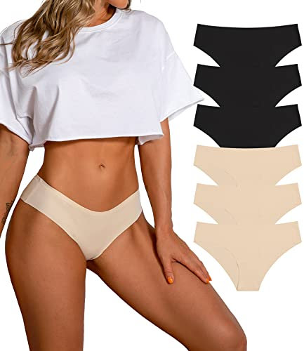 SHARICCA Damen Unterhosen Nahtlos Atmungsaktiv Stretch Damen Slip Hipster Bequeme Unterwäsche für Frauen Mehrpack(Mehrfarbig-6P09-S)