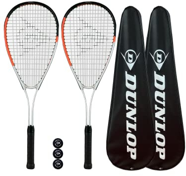 Dunlop Hyper Tour Squash Racket Twin Pack, inc Protective Cover & 3 Squash Balls