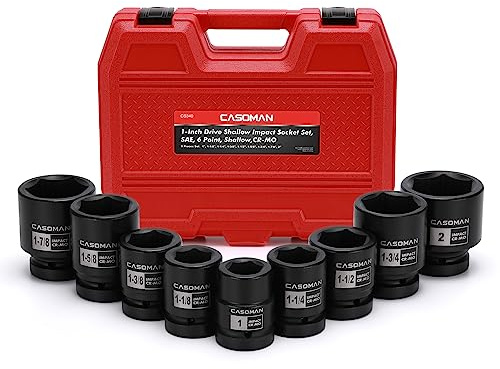 CASOMAN Schlag-Steckschlüssel-Set, 2,5 cm (1 Zoll) (2,5 cm bis 5,1 cm), 9-teilig, 6-kant, SAE, CR-MO