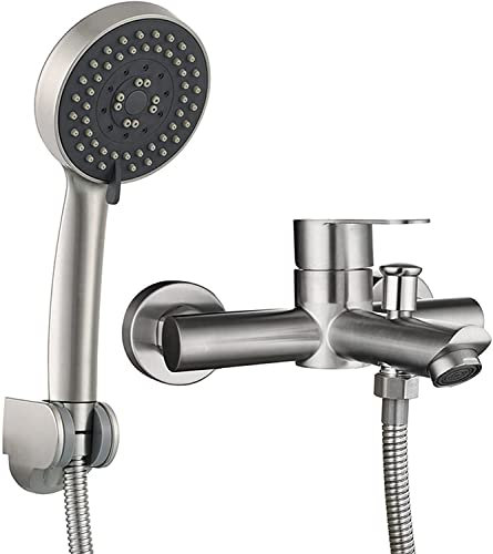 Mischer Brausegarnitur Badewanne Wasserhahn Brausegarnitur Edelstahl Wannenarmatur Einhandbrause mit 5 Funktionen Badewannenarmatur Warme und kalte Dusche Wannenarmatur Wandmontage