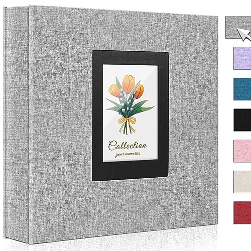 Fotoalbum, 10,2 x 15,2 cm, 600 Fotos, Leinen, große Kapazität, Stoffeinband, Bücher, Alben, Hochzeit, Schule, Familie, Jahrestag, Baby, Erinnerung, Verlobung, Reisealben (grau, 600 Taschen)
