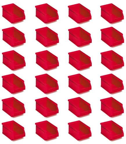 Tayg Lot de 24 tiroirs en plastique empilables nº51 - Organisateur de vis, tiroirs, boîte de rangement, bacs en plastique rectangulaires (17 x 10 x 8 cm, rouge)