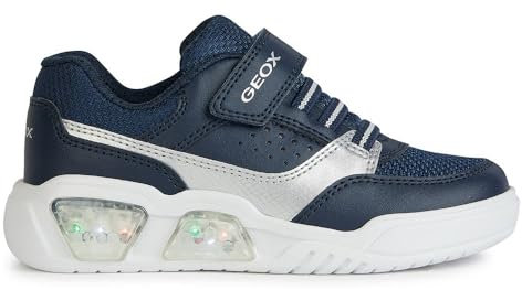 Geox J ILLUMINUS Boy C Sneaker, Navy/Silver, 31 EU