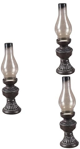 HOMSFOU 3st Alte Petroleumlampe Antike Schreibtischlampe Modell Einer Öllaterne Petroleumlampe Für Den Garten Rustikale Laterne Antike Laterne Antike Öllampe Metallöl Haushalt Harz
