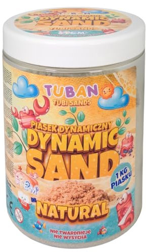TUBAN Dynamischer Sand 1kg – 1000 g – Kinetischer Sand – Spielsand Spielzeug – Für Kinder – Förderung der Feinmotorik – Trocknet Nicht Aus – Farbe Naturfarben
