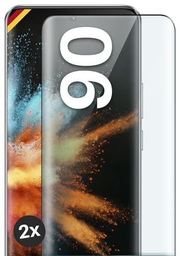 moex CurveProtect für Honor 90 Panzer Schutzglas, Full Screen Schutzfolie randlos, ganzer Bildschirm komplett abgedeckt, Panzerfolie Curved 3D Glas Folie, Schwarz 2 Stück