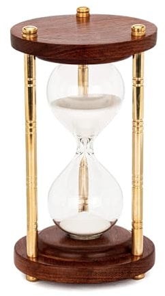 NKlaus Nautische Sanduhr 3 Säulen Messing/Holz 15min. 15x8cm Stundenglas Maritime Deko 14989