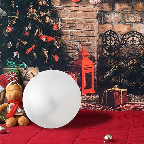 Groß Weihnachtskugeln, Aufblasbar Ball Weihnachtsdeko Kugeln Weihnachten Ball, Weihnachtskugel Party Weihnachtsbaum Deko Geschenk (45cm, Weiss)