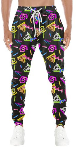 HUGLAZY 80er-/90er-Jahre-Sweathose für Herren, Retro, Workout-Hose, Vintage, athletische Hose, lustige Jogginghose, Party-Outfit, lässige Trainingshose, 80er-90er-Jahre-Retro, Klein