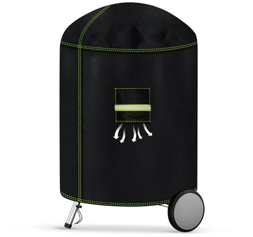 VDISRR Kugelgrill Abdeckung, Schwerlast 600D Oxford Gewebe Grillabdeckung Wetterfest mit Lüftungsfenster, Abdeckhaube für Kettle Holzkohlegrill, Schutzhülle für Rundgrill, Ø50x81cm