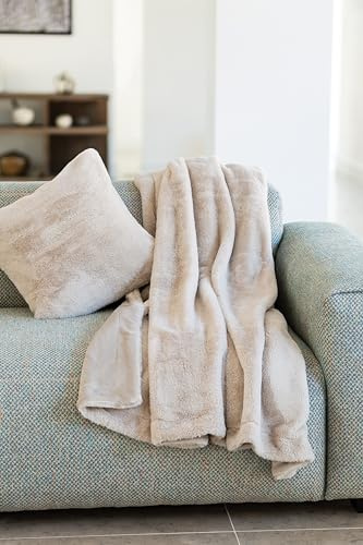 Toison d'or Kissen Mellow aus Polyester, Kunstfell, 45 cm x 45 cm, Kieselstein