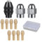 11 Stück Bohrfutter Adapter Set für Dremel mit Box, Schwarz Dremel 4486 Bohrfutter, Silber 4485 Spannzangen für Dremel, Messing Schnellwechsel Drehbohrer Mutter Werkzeugsatz