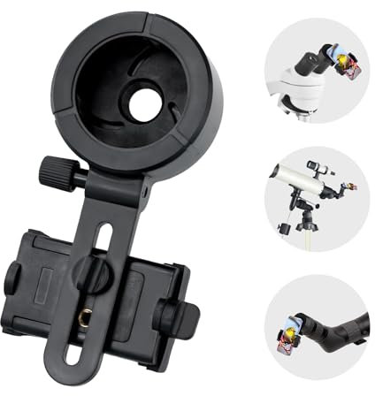 Adaptador Universal Movil Telescopio, Soporte Telefono Telescopio Terrestre Binoculares Monoculares Telescopios Microscopios - Accesorios para Telescopios para la Mayoría de los Teléfonos