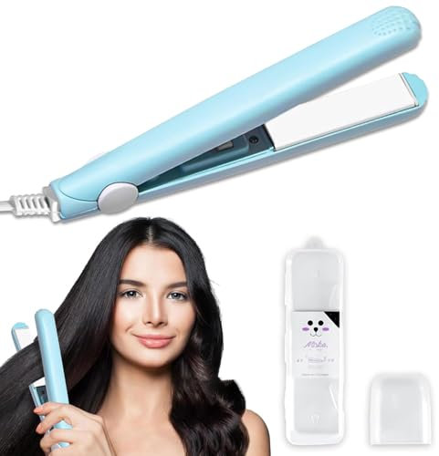 Planchas Del Pelo 2 In 1, Plancha De Pelo Profesional, Rizador De Cabello De Doble Uso, Alisador De Cabello Profesional Iónico De Cerámica, Plancha Pelo Mini, Plancha Pelo Para Viajes (Azul)