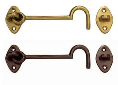 5PZ GANCIO FERMAPERSIANE SNODATO CON INCONTRO - mm.120 in ottone bronzato