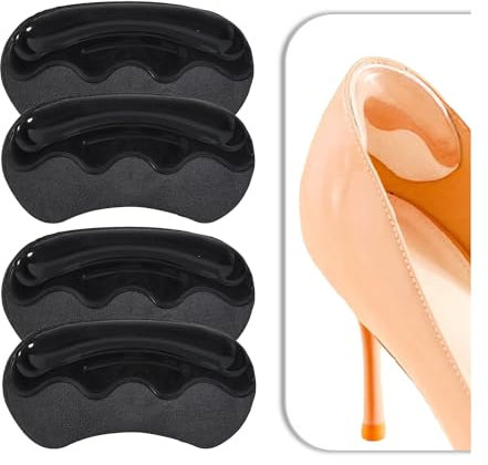 VivoFoot 2 Paar Anti-Rutsch-Fersenpolster für zu große Schuhe, Gel-Fersenpolster und -Füller für lockere Schuhe, selbstklebende Einlagen für die Rückseite der Fersenpolster (schwarz)