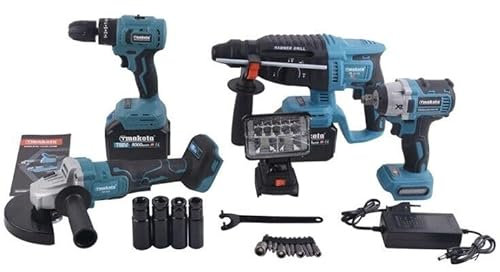 Kit 5 In 1 Makota Brushless Flex Trapano Impulsi Avvitatore Tassellatore Faretto