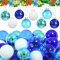 Tioncy Mini-Glaskugeln, 2,5 cm, Blau und Weiß, kleine hängende Ornamente, Sommer-Ozean-Party-Dekoration, glänzend, winzig, bunt, Anhänger für Weihnachtsbaum (mehrfarbig blau, weiß), 32 Stück
