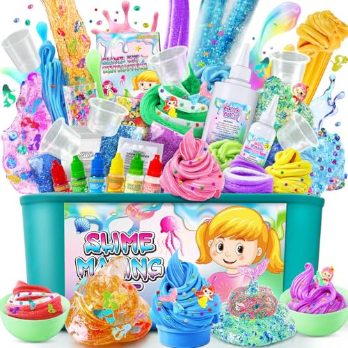 YOPINSAND DIY Slime Kit, Slime Making Kit for Girls, Butter, Foam, Cloud Slime with Add-ins, Foam Balls, Charms, Glitters, Party Favors Gift Toys for Kids 6-12