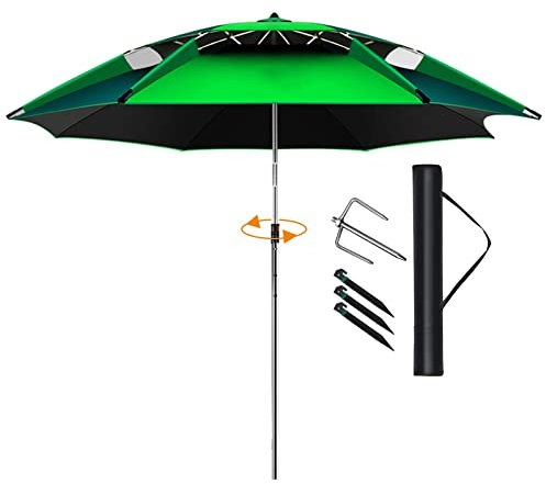 KIRLULU Regenschirme, wasserdichter Sonnenschirm zum Angeln, Camping, Grillen, Strand, Garten im Freien, 360°-Sonnenschutz, Sonnenschutz, Außenschirmdach, mit Bodenanker