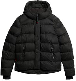 Superdry Herren Sport-Steppjacke aus Mikrofaser mit Kapuze Schwarz XXXL