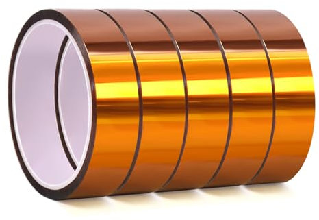 QILIMA 5 Rollen 25 mm x 33 m Thermo-Klebeband, hitzebeständiges Klebeband für Sublimation, rückstandsfrei, Elektronik, Schweißen, Leiterplatten