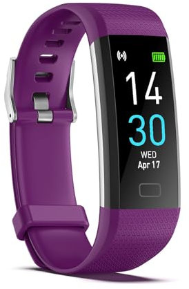 Podometre Non Connectée Simple Femme Homme Enfant Personne Agée Montre Podometre Marche Etanche IP68 Compteur de Calories Compteur de Pas Distance Suivi Sommeil, Chargeur USB en Ligne (Violet foncé)