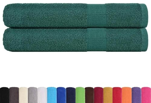 vidaXL Saunatücher 2 STK. Grün 80x200 cm 360 g/m² 100% Baumwolle, Handtuch, Badetuch, Gästetuch, Handtuch mit Schlaufe, Duschtuch, Strandtuch