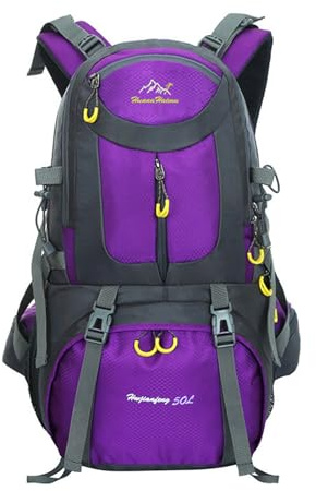 PORRASSO 50L Zaino da Trekking Impermeabile Zaino Hiking Backpack per Donna Uomo Campeggio Ciclismo Arrampicata Sport Viola