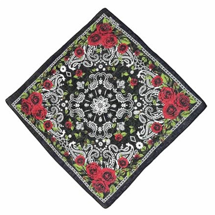 ZBIianxer 21'' Rose Muster Bandana Kopf Schal Für Frauen Männer Platz Turban Kopf Schal Punk Kopf Wrap Kopfbedeckung
