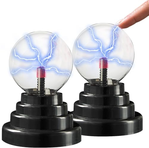 PEARL Plasmakugel: 2er-Set Mini-Plasmakugeln mit USB- und Batteriebetrieb, 14 cm hoch (USB-Plasmakugel, Plasma Ball Lampe, Gadget)