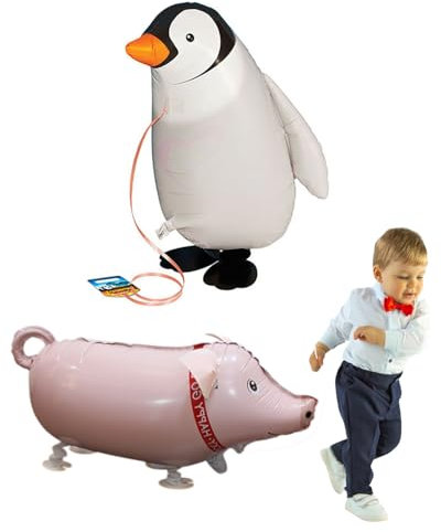 MOPZIJA 2 PCS helium ballons, airwalker,Ballon Pinguin,Ballon Schwein,Luftballons Tiere, Folienballon Tiere, Folienballon, Helium Luftballons für Geburtstag, Geburtstag Party Deko Geschenk Spielzeug