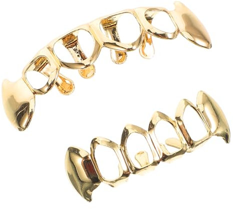 Holibanna Goldener Zahnschmuck Mit Hohldesign Metall Hip Hop Deko Grills Einlängliche Zahnspangenschmuck Für Rapper Cosplay Und Club Accessoire