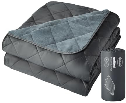 Silentnight Camping Collection Quilted Travel Blanket - Cosy Soft Fleece Keep You Warm Outdoor - Water & Wind Proof for Hiking Campfire Car or Garden - Lightweight Compact Machine Washable, 145x200cm