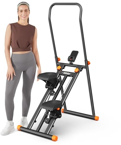 HitGo Zusammenklappbare Treppensteigermaschine – Vertikaler Treppensteiger für das Heim-Fitnessstudio, Ganzkörper-Cardio-Workout-Ausrüstung mit verstellbarem Lenker und Pedalen, erweiterter