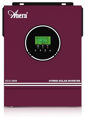 Anern 2KW Solar Hybrid Wechselrichter 12V DC zu 220V/230V AC mit 80A MPPT Solarregler, netzunabhängiger Reiner Sinus-Wechselrichter, Arbeit mit 12V Blei-Säure und Lithium Batterien